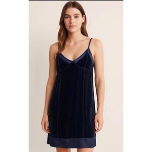 GAP Velvet Y2K Babydoll Slip Dress‎ Womens 6 Navy Blue Whimsigoth Grunge Party